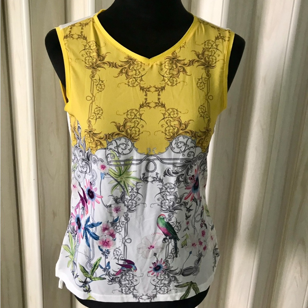 Ted Baker London Yellow and White Floral Tank Top